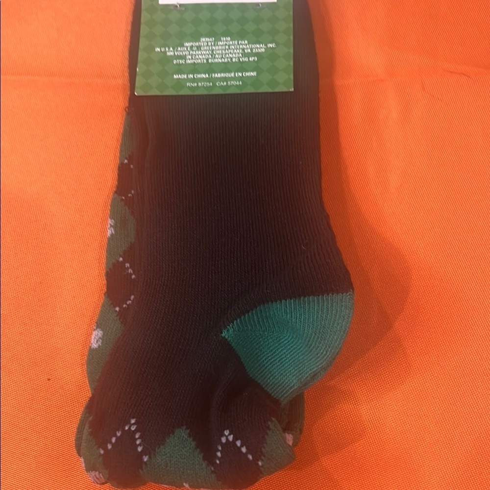 6/$25 St. Patrick Green and Black Argyle Socks - Picture 3 of 4